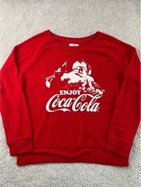 Coca-Cola Santa Christmas Sweatshirt Women’s L Red Crewneck Holiday Graphic